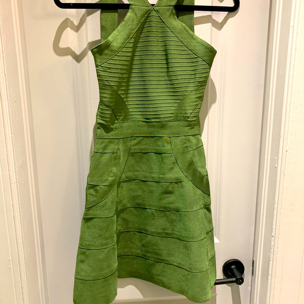 Green ASOS bodycon dress.